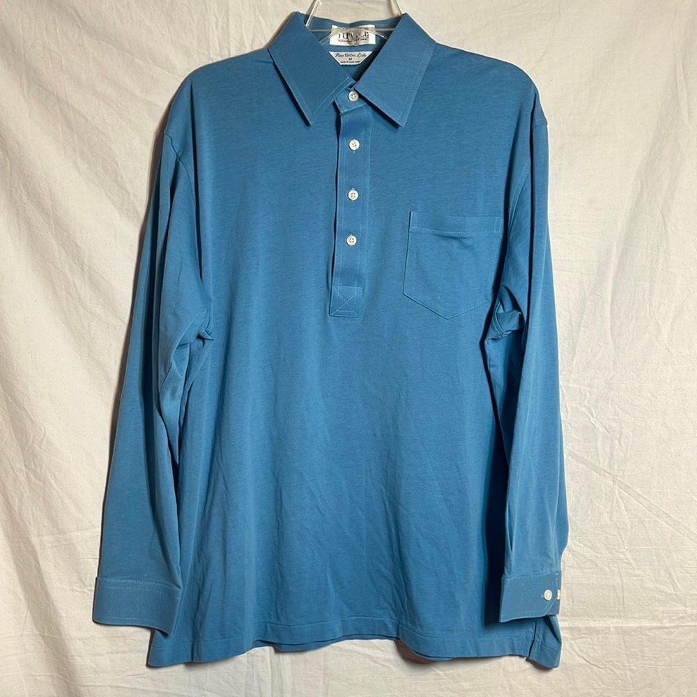 Tuttle Distinctive Sportswear Polo Shirt M Blue Pima Cotton Lisle Long Sleeves